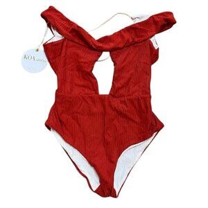 KOA Swim Reversible Sunbeam One Piece Scarlet/Shell Rib